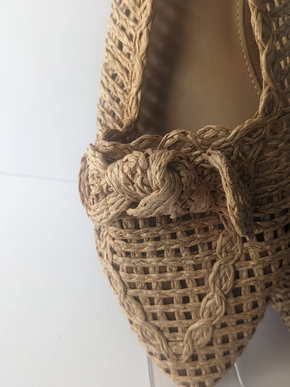C. Est 1946 Braided Raffia Pointed Flats - Natural Tan 10
